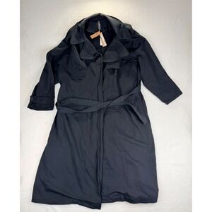 Skims Boyfriend Fleece Trench Coat Washed Onyx Black XL LS-LST-3018W New
